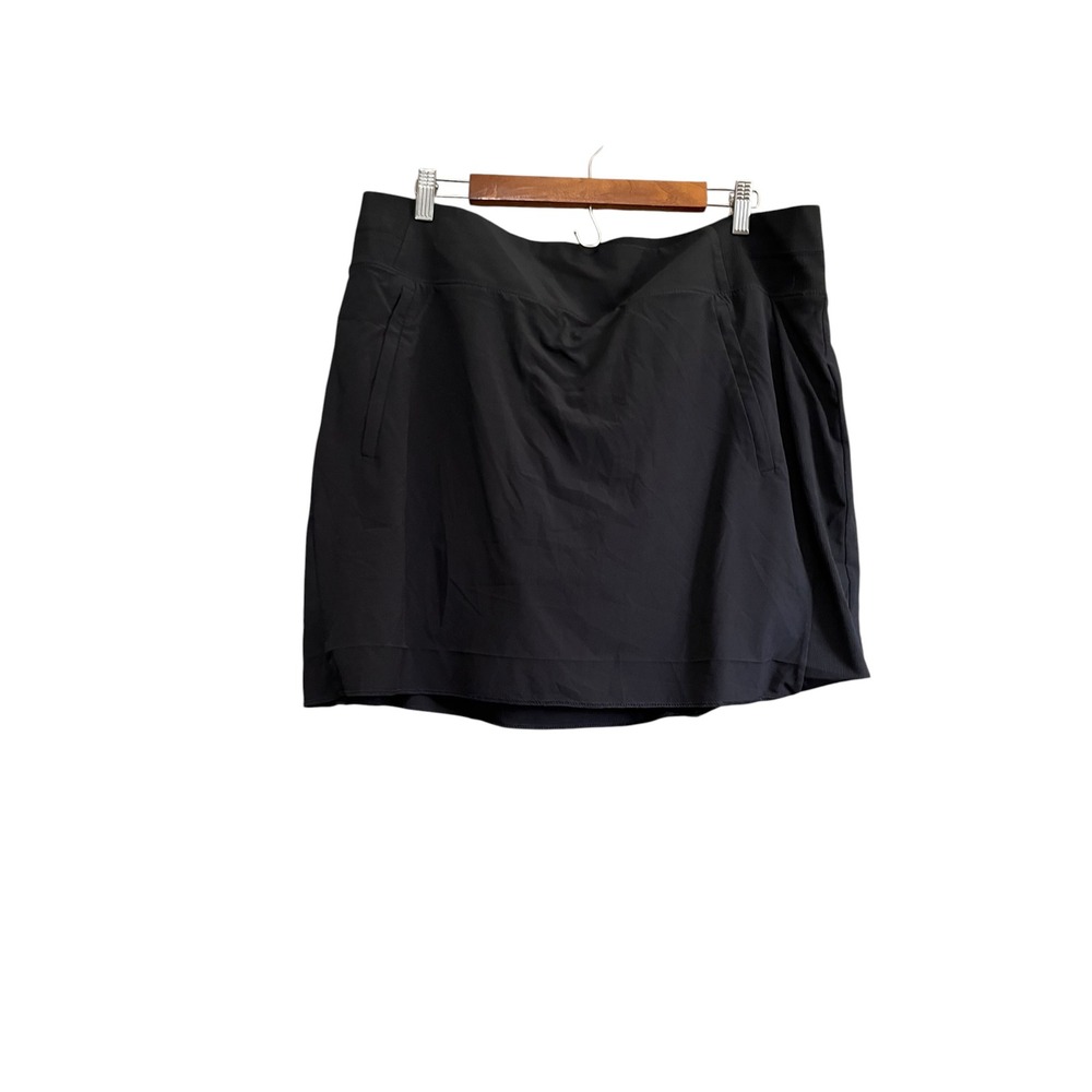 Athleta Skort Women 18 Black Excellent Active Golf Tennis Hiking Ribbed Waist